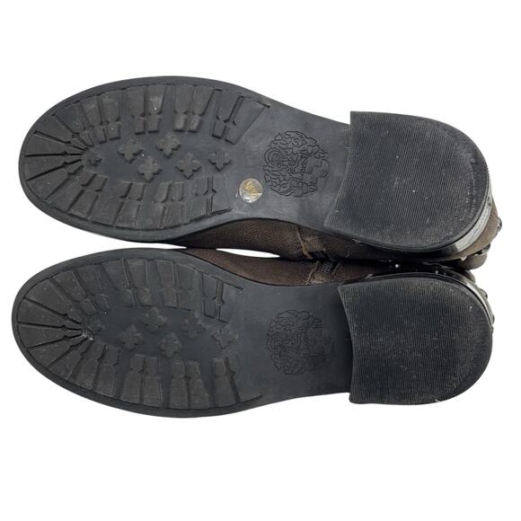 Vince Camuto Moto Studded Biker Bootie Windetta 7.5 Womens Leather Brown Harness - Picture 9 of 11